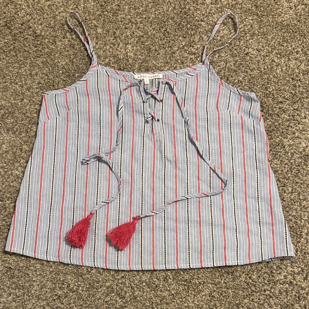 After Market Striped Lace-Up Blouse